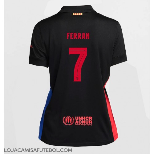 Camisa de Futebol Barcelona Ferran Torres #7 Equipamento Secundário Mulheres 2024-25 Manga Curta